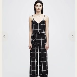 L'AGENCE JAELYN CAMISOLE JUMPSUIT - BLACK/WHITE